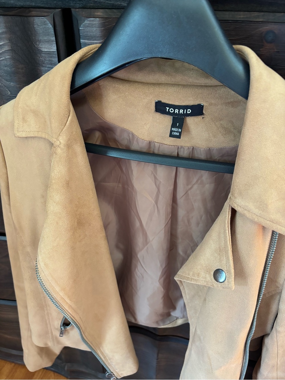 Torrid Suede Moto Jacket, Camel in color, Size 1 - Picture 6 of 10